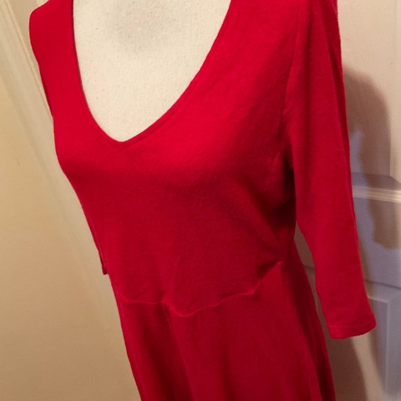 Torrid Dress 2 Solid Red Soft 3/4 Sleeve Fit & Flare New NWT - Picture 4 of 10
